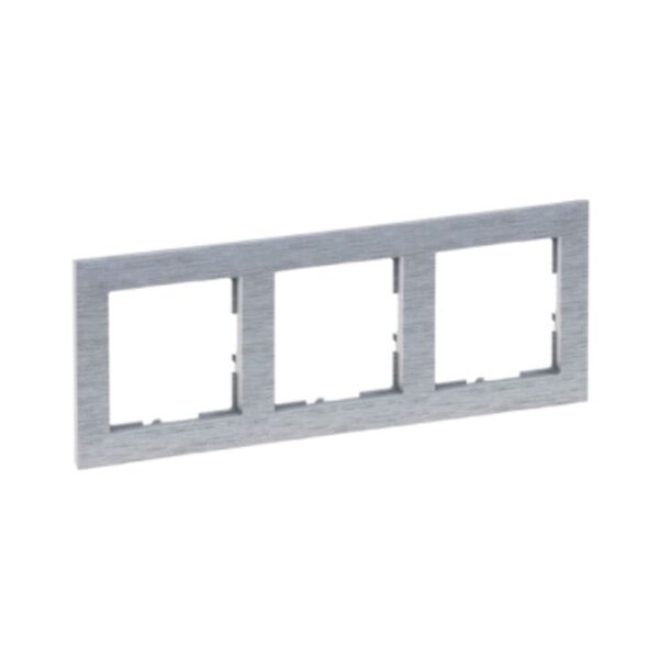 Ramă de aparataj Legrand New Suno, 3 module, PVC, aluminiu periat
