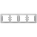 Ramă de aparataj Schneider, Sedna, 4 module, PVC, aluminiu