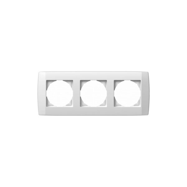 Ramă decorativă triplă TEM, Logiq, 3 module, plastic, polar white