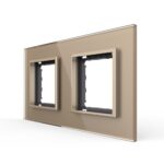 Ramă priză dublă Livolo VL-P7E/E-4A, sticlă securizată, auriu