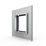 Ramă priză simplă Livolo VL-P7E-2I, sticlă securizată, argintiu