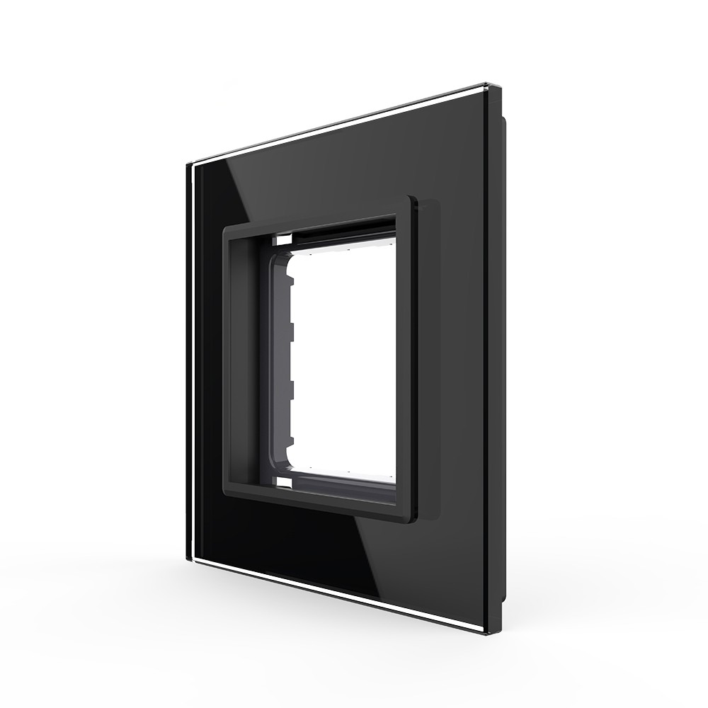Ramă priză simplă Livolo VL-P7E-2W, sticlă securizată, negru Ramă priză simplă Livolo VL-P7E-2W, sticlă securizată, negru