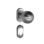 Set manere cu rozeta ovala poarta/usi Stift, tip bila, inox, argint periat