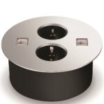 Sistem prize incorporabile in birou Sirius-304, 2 prize + CAT 5 + CAT 3, inox