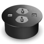 Sistem prize incorporabile in birou Sirius-304, 2 prize + CAT 5 + CAT 3, negru