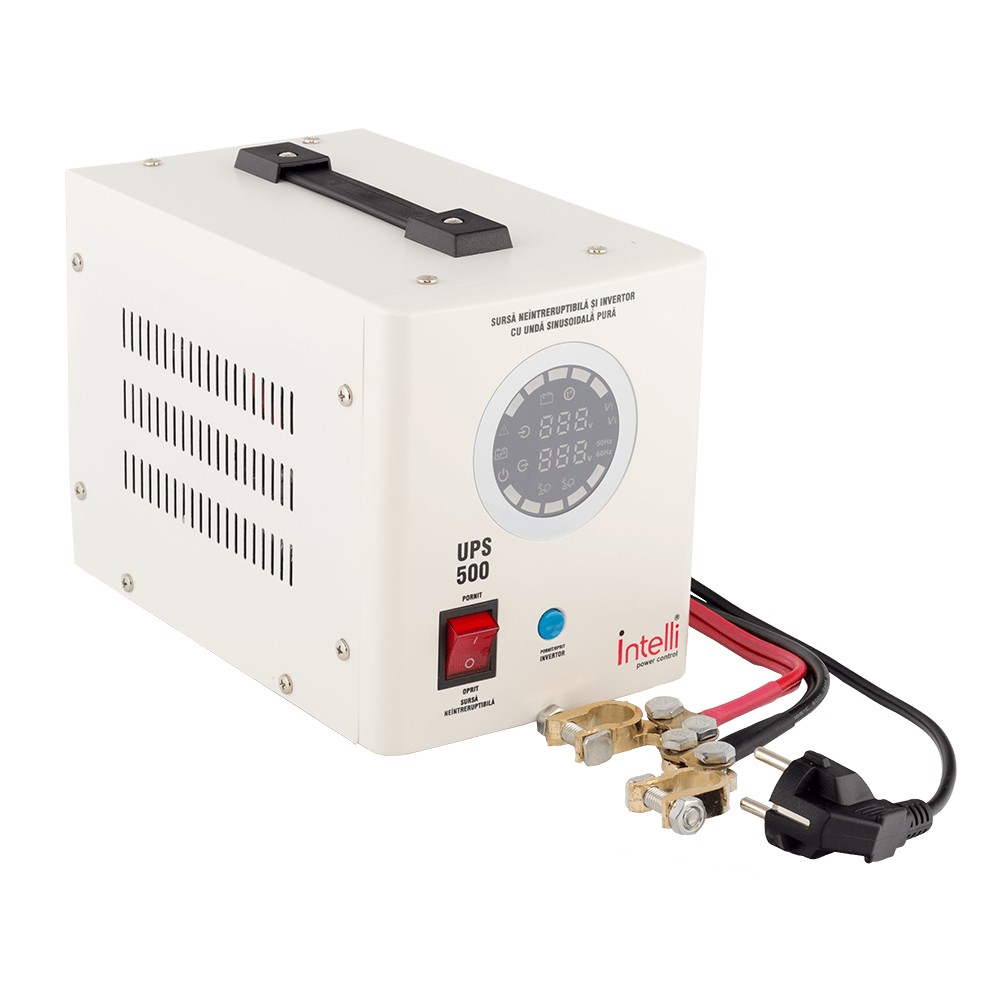 Sursa neintreruptibila si invertor cu unda sinusoidala pura UPS Intelli 800 VA, 500W Sursa neintreruptibila si invertor cu unda sinusoidala pura UPS Intelli 800 VA, 500W