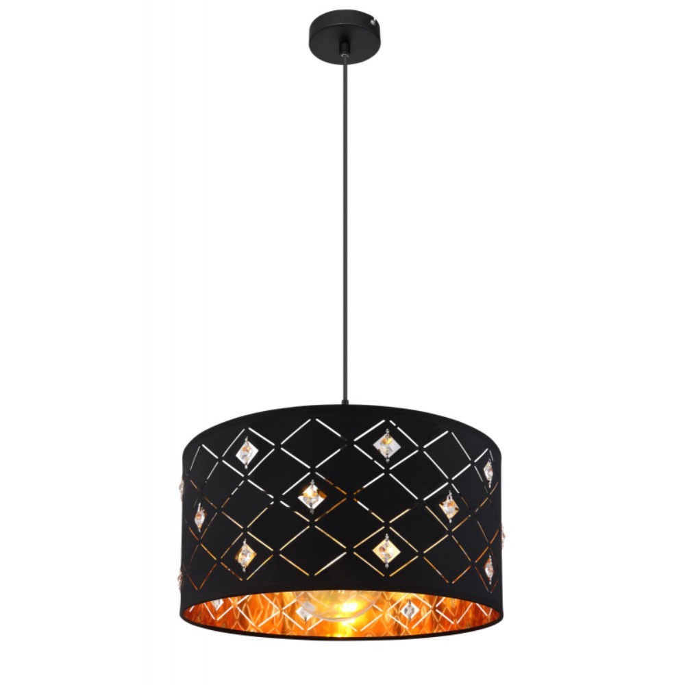 Suspensia Abbey 15448H, 1 x E27, 60W, H 1400 mm x D 400 mm, negru + auriu Suspensia Abbey 15448H, 1 x E27, 60W, H 1400 mm x D 400 mm, negru + auriu