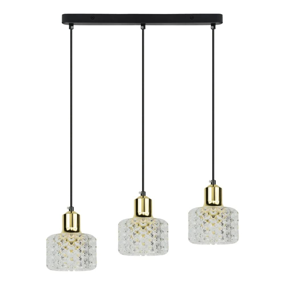 Suspensie Lumi, 3xG9, 8 W, metal/acril, transparent/auriu Suspensie Lumi, 3xG9, 8 W, metal/acril, transparent/auriu
