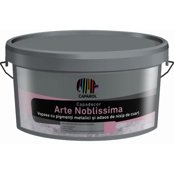 Vopsea decorativă pentru interior Capadecor Arte Nobilissima cu efect metalizat și adaos de nisip de cuarț, 2,5 l