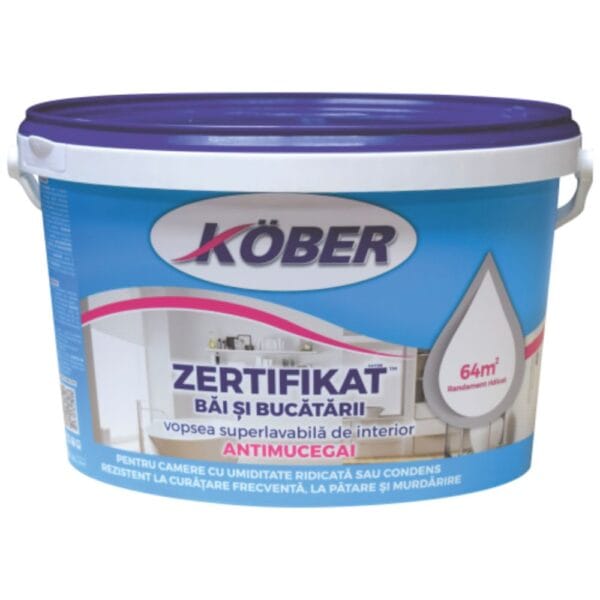 Vopsea lavabilă antimucegai Zertifikat, interior, baie și bucătărie, alb, 4 l