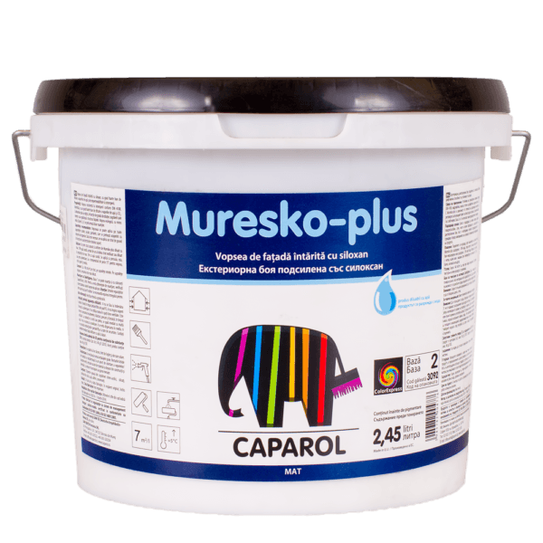 Vopsea lavabilă exterior Caparol Muresko Plus B2, alb, 2,45 l