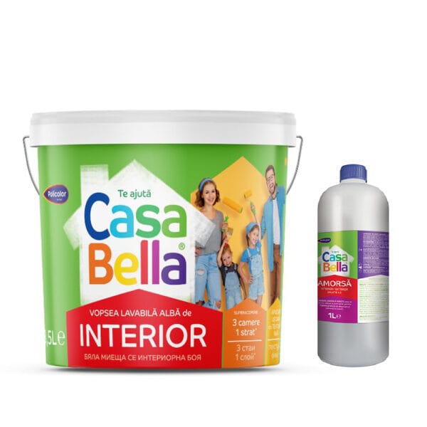 Vopsea lavabilă interior Casabella, alb, 8,5 l + Amorsă 1 l