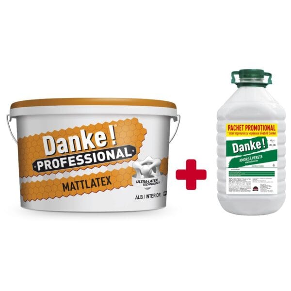 Vopsea lavabilă interior Danke Mattlatex, alb, 15 l + amorsă 4 l