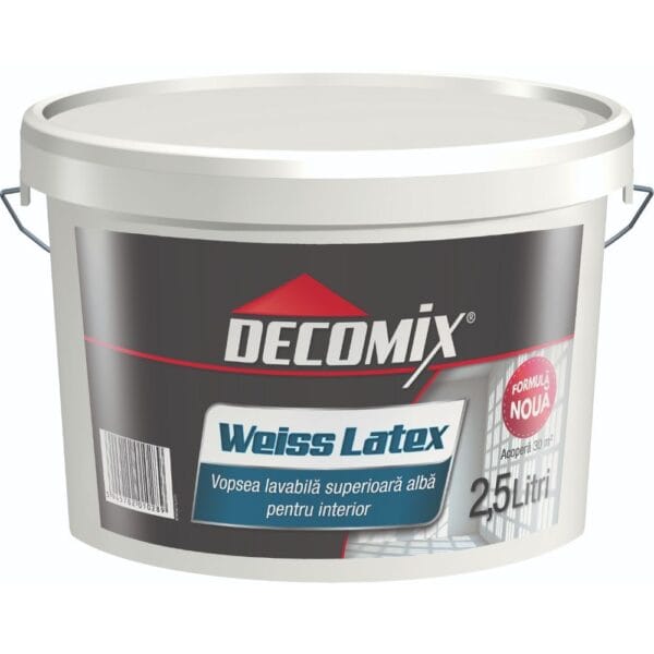 Vopsea lavabilă interior Decomix WeissLatex, alb, 2,5 l