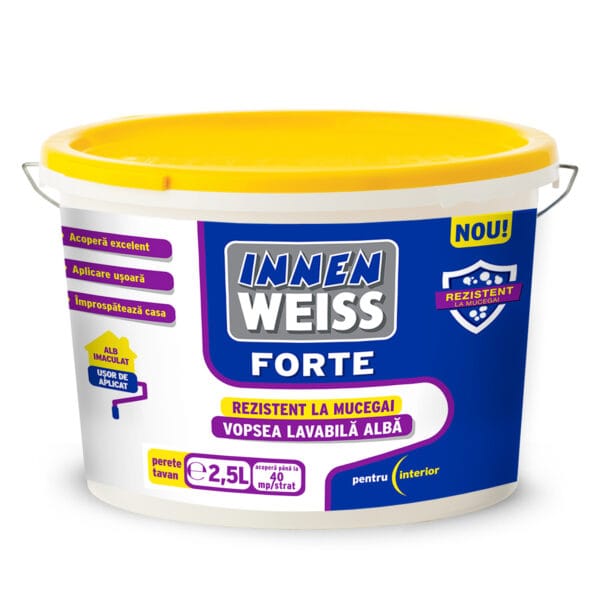 Vopsea lavabilă interior Innenweiss Forte, alb, 2,5 l