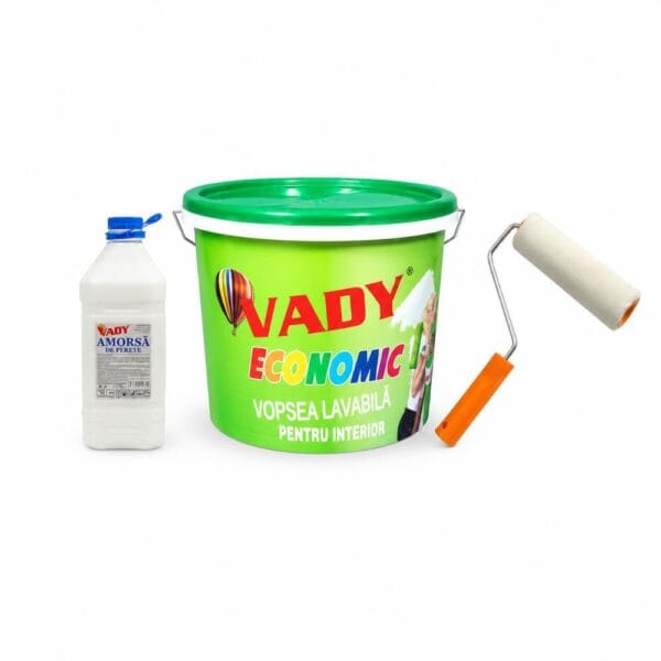 Vopsea lavabilă interior Vady, alb, 8,5 l + amorsă 1 l + trafalet