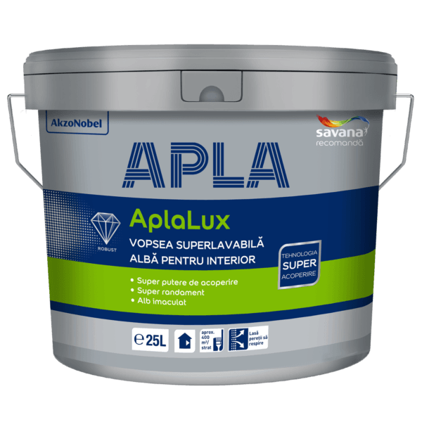 Vopsea superlavabilă de interior Aplalux, alb, 25 l