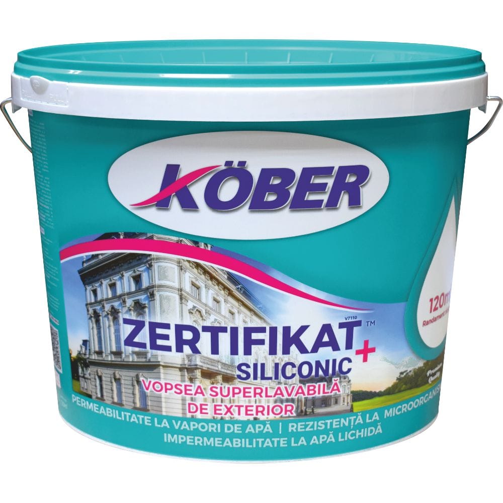Vopsea superlavabilă exterior Kober Zertifikat Plus Siliconic, alb, 15 l Vopsea superlavabilă exterior Kober Zertifikat Plus Siliconic, alb, 15 l