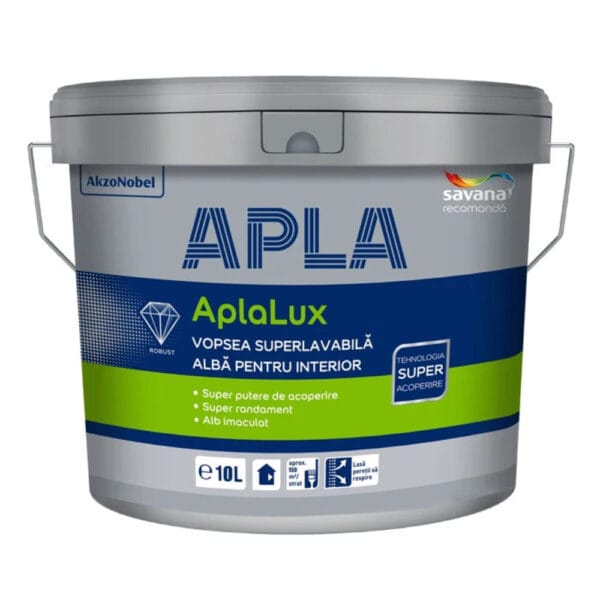 Vopsea superlavabilă interior AplaLux, alb, 10 l