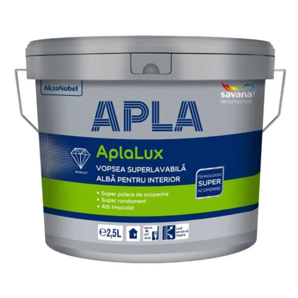 Vopsea superlavabilă interior AplaLux, alb, 2,5 l