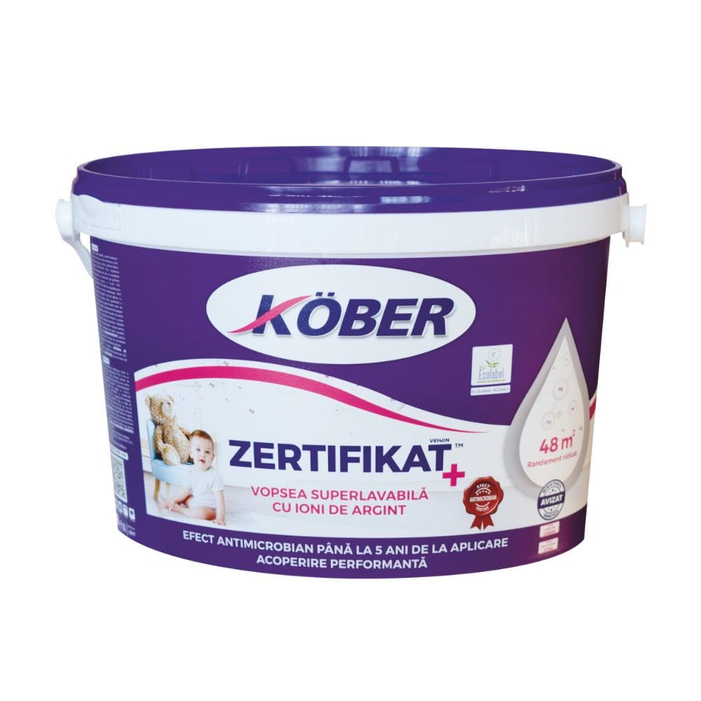 Vopsea superlavabilă interior Kober Zertifikat Plus, alb, 3 l Vopsea superlavabilă interior Kober Zertifikat Plus, alb, 3 l