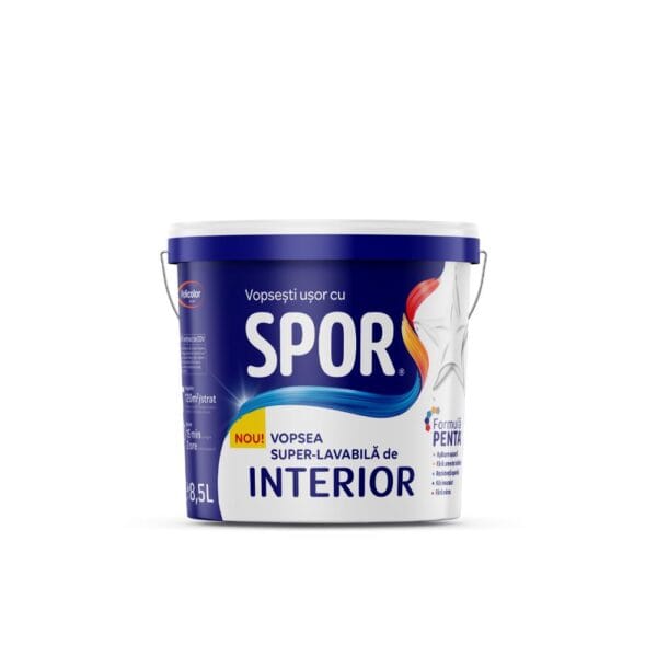 Vopsea superlavabilă interior Spor, alb, 8,5 l