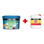 Vopsea ultralavabilă interior/exterior Oskar Ceramic lucios, alb, 15 l + amorsă Oskar zero mucegai 4 l
