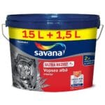 Vopsea ultralavabilă interior Savana Ultra Rezist, alb, 15 l + 1,5 l