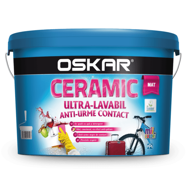 Vopsea ultralavabilă Oskar Ceramic mat, interior/exterior, alb, 8,5 l