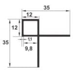 Coltar exterior patrat W326 12 x 12 mm pentru gresie si faianta, bara 2,5 m