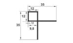 Coltar exterior patrat W326 12 x 12 mm pentru gresie si faianta, bara 2,5 m
